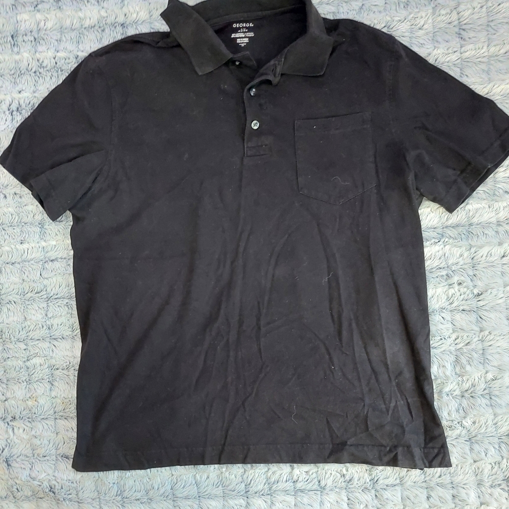 George Men's Black Polo Shirt Large‎